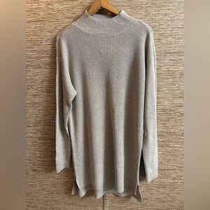 Style & Co Sweater Dress Women 2X Tan Beige Knit Mock Neck Stretch Vented NEW